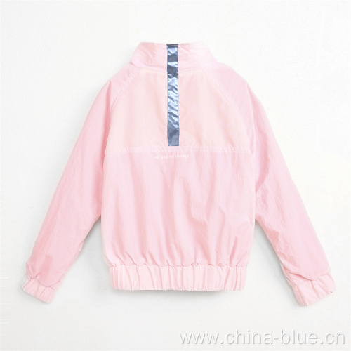 Girl's shiny foil colour block jacket